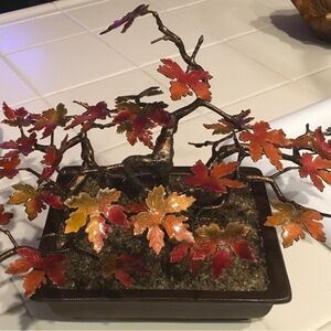 Bonsai Sculpture with Autumn Leaves one of a kind Vintage BY BOVANO OF CHESHIRE